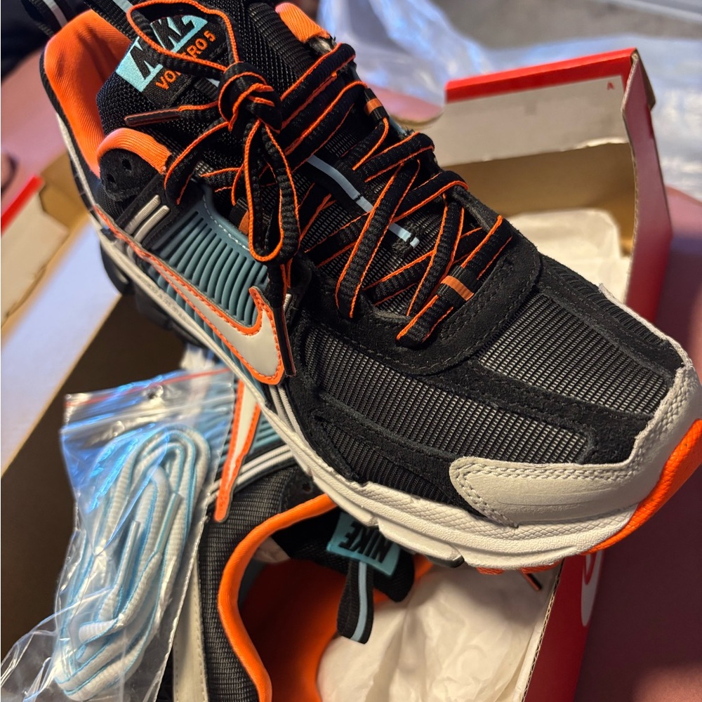 Nike Kids Black and Orange Volt Sneakers